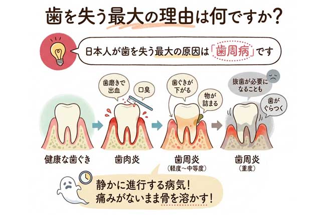 歯を失う最大の理由は何ですか？の図解