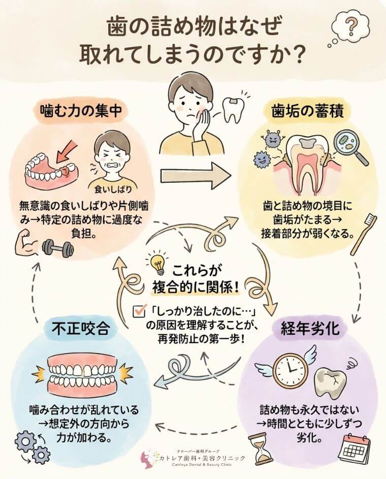 詰め物はなぜ取れてしまうのですか？