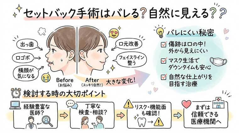 セットバック手術はバレる？自然に見える？の図解