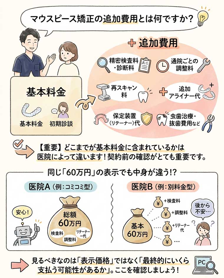 マウスピース矯正の追加費用とは何ですか？の図解