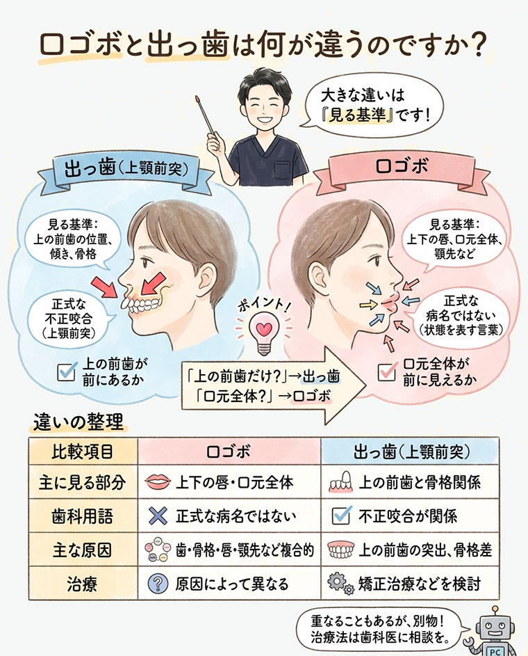 口ゴボと出っ歯は何が違うのですか？の図解