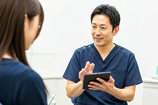 治療説明をする歯科医師
