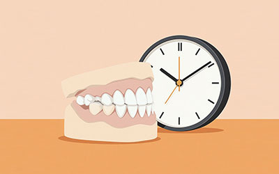 歯の模型と時計